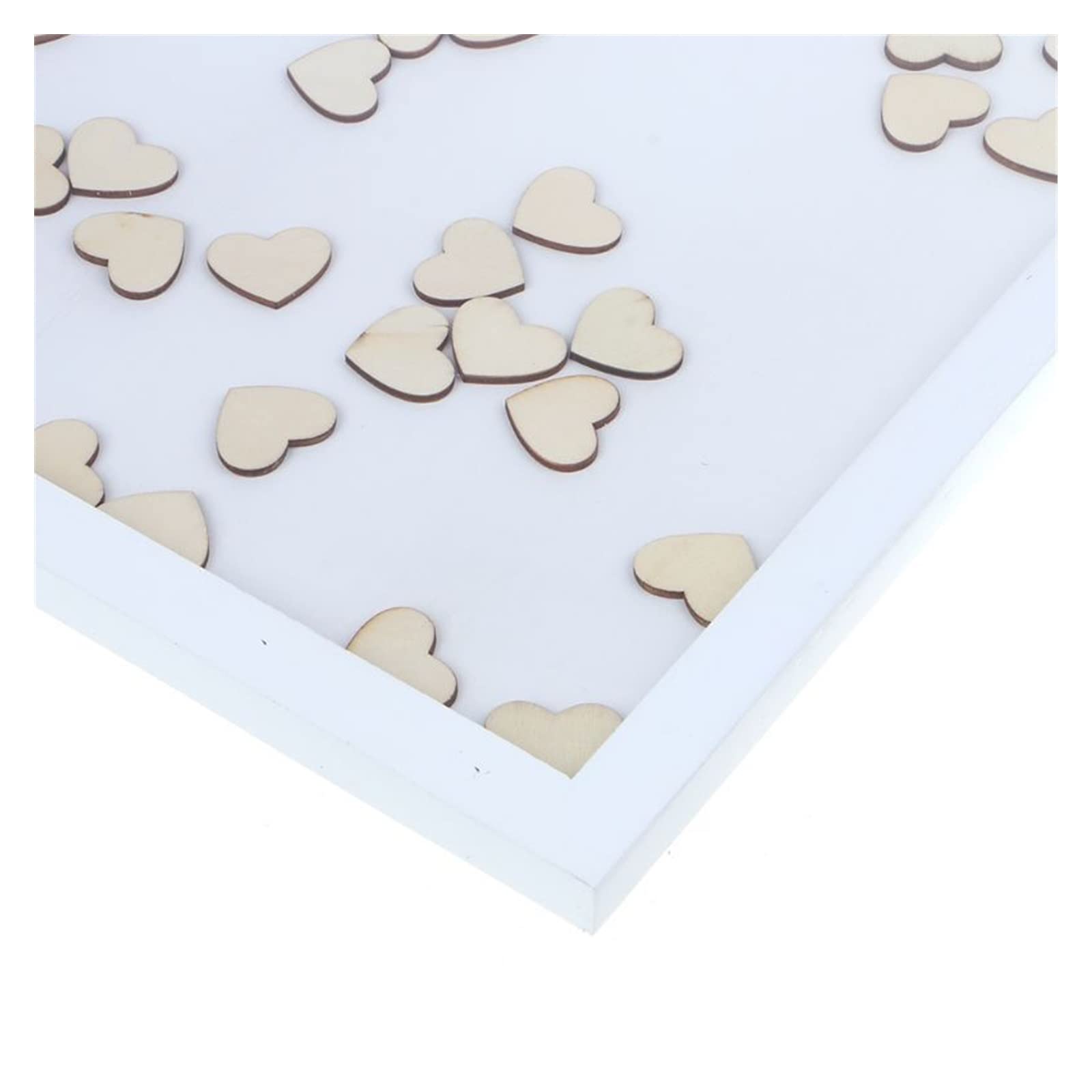 Boda romántica Marco de Fotos Firma Libro de Invitados Caja de librería Nupcial con 120 Piezas Corazón Gota de Madera
