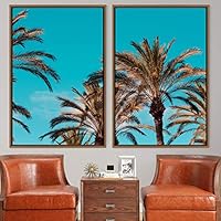 2 Piece Framed Canvas Wall Art Palm Tree Canvas Prints Home Artwork Decoration for Living Room,Bedroom - 16