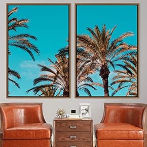 signwin 2 Piece Framed Canvas Wall Art Palm...