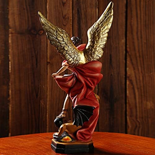 WINOMO Archangel Statue Resin Archangel St. Michael Tramples Demon Religious Sculptures Defeating Lucifer Collectible Angel Figurine for Gifts Home Office Decor