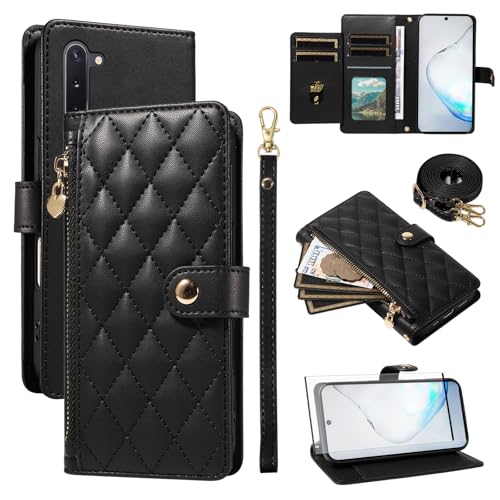 Étui Samsung Galaxy Note 10 5G Asuwish avec fermeture éclair et fente cartes