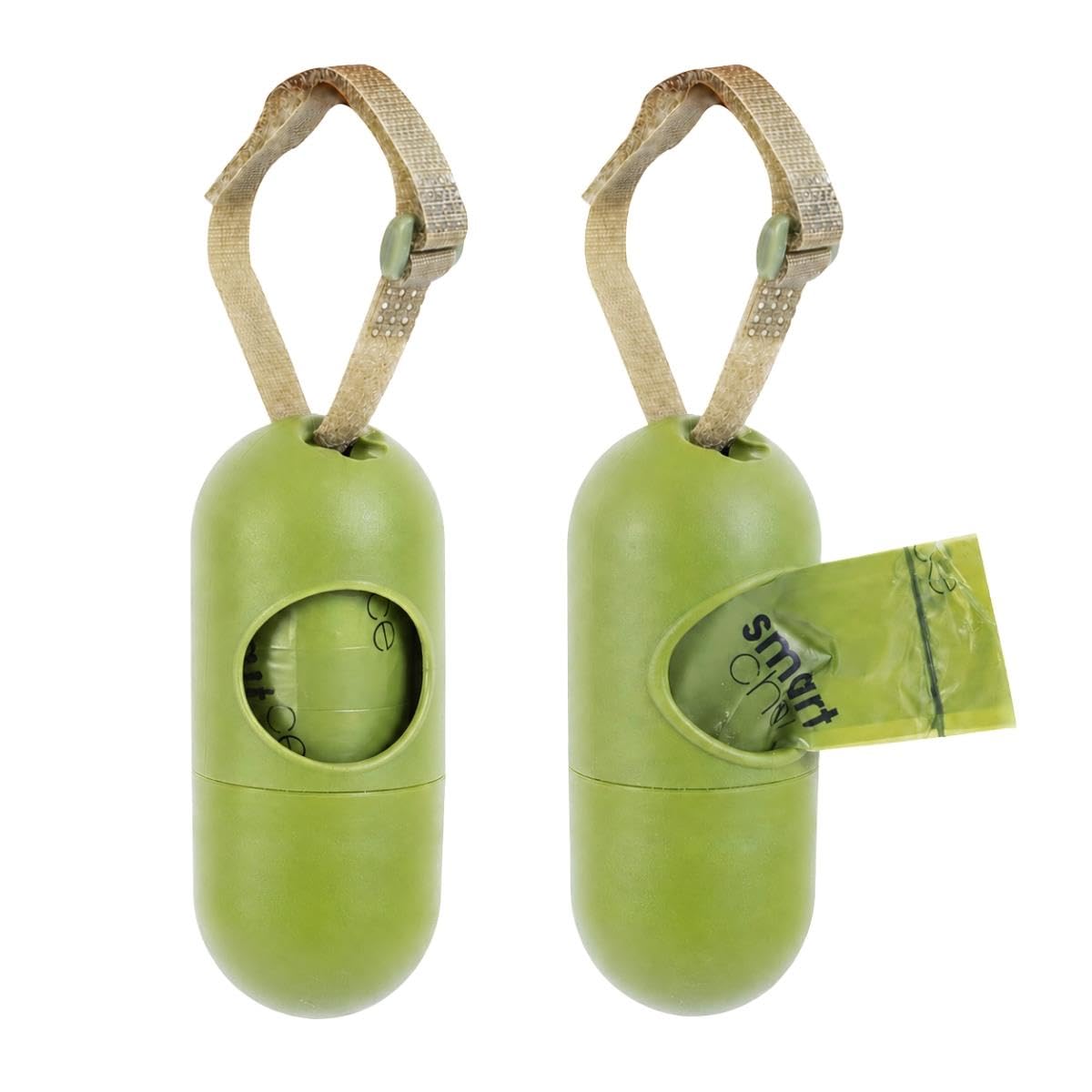 Yöl Green 2 Dog Poo Bag Dispensers With 30 Tie Handle Bags For Leads,
