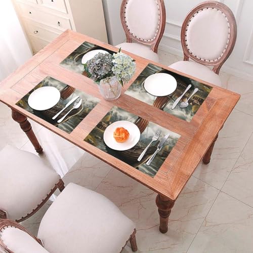 Sets de table lavables anti-tache résistant chaleur bateau viking