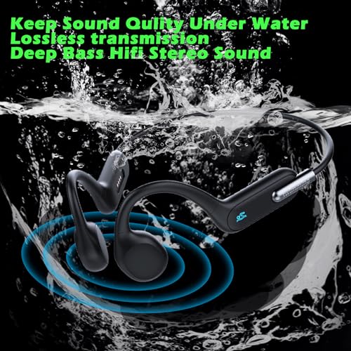 Image of AYI Professional Swim Headphones True Bone Conduction Open Ear Headset Underwater MP3 Player Built-in 32G Memory IP68 Waterproof Bluetooth Earphone for Driving Bicycling Running Skiing-X6 Black