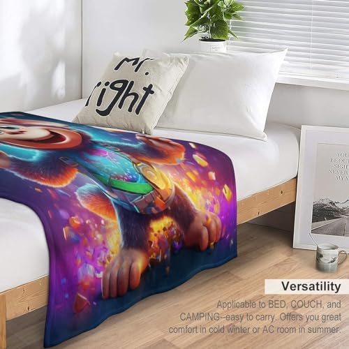Couverture singe en flannel pour canapé et lit - Plaid doux et moelleux 180x200cm