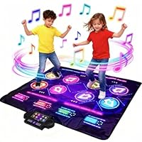 Dance Mat Toys for 2 Kids with LED Lights,4 Modes,8 Keys,Adjustable Volume and Speed,Single/Double Mode,Light Up Musical Dancing Game Pad,Christmas Birthday Gifts For Girls Boys Age 3+,102x100cm