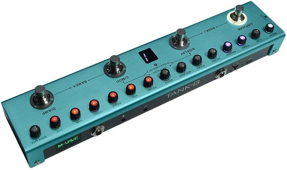 M-VAVE Tank-G Multi Effects Tank-G Guitar Pedal Digital Guitar Effector with 36 Editable Presets, Chorus, Delay, Reverb, MOD, Recording, Tune, IR Loading