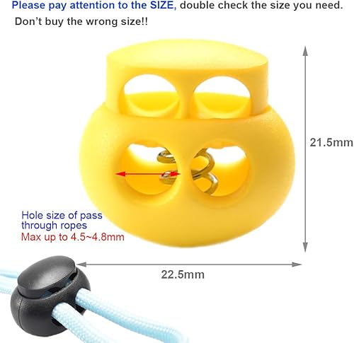 Vista 51 de Paquete de 10 cierres de cordón de resorte elástico, tapón deslizante de palanca de plástico para clip de cuerda de paracaídas, cordón elástico