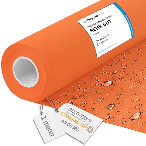 DreamRoots Tissu imperméable extérieur au metre 160 cm Largeur - Toile exterieure impermeable 100% de polyester 600D 220g/m - Tissus au metre ameublement...