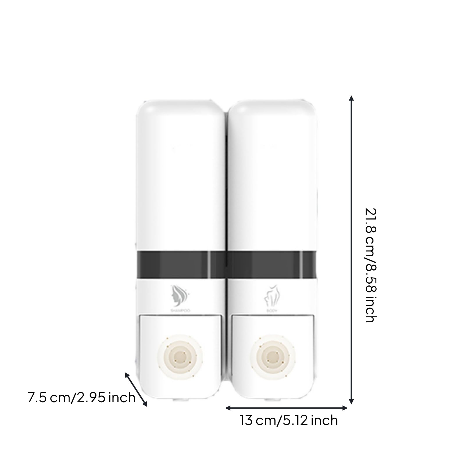 Dispensador Jabón Doble sin Taladro Dispensador Jabón con Dos Cabezales para Baño, Hoteles