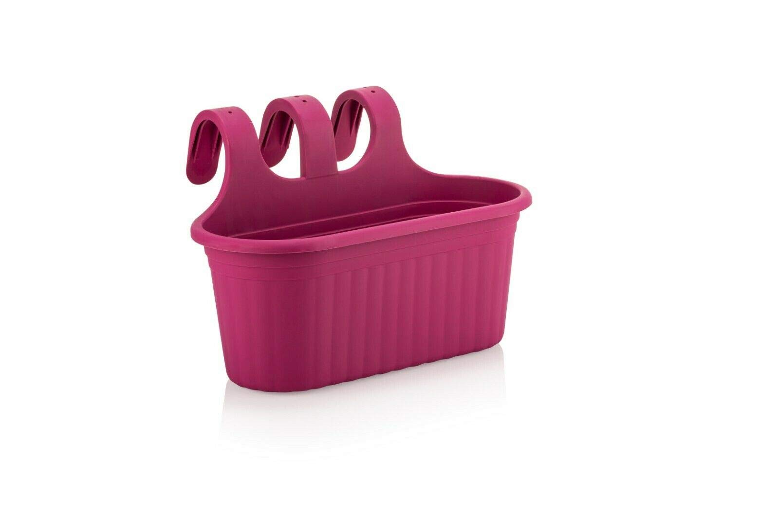Tamersgifts Hanging Planter Plant Pots Trough Garden Fence Balcony Railing Flower Pot (Cherry, Medium)