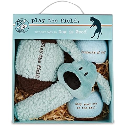Dog Is Good 4-Piece Dog Toy Gift Box – Play The Field Plush Toys Great for Games of Fetch to Exercise Your Dog Cover