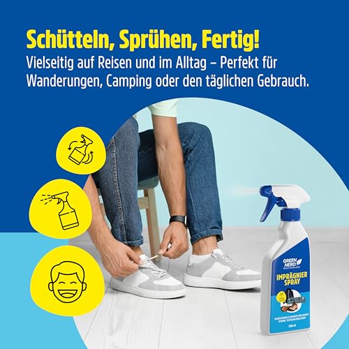 Green Hero Textil Imprägnierspray 500 ml | gegen Regen & Schmutz für Jacken, Schuhe, Sofa, Couch und Leder | effektive Nanoversieglung | Imprägnierung für Textilien mit Bester Waschbeständigkeit