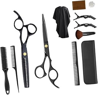 1 Conjunto De Tesouras De Cabeleireiro Cortadores De Cabelo Tesouras De Cabelo Terno Preto Kit De Tesouras De Cabeleireiro Kits Para Barbeiro Kit De Tesouras De Cabelo