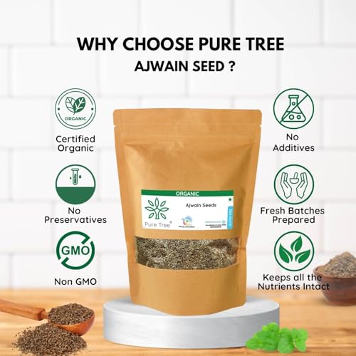 Image of Pure Tree Certified Organic Carom Seeds | 1.8 Kg / 1800 g | Ajwain Seeds | Omam | Vamu | Ajowan | Ayamodakam Seeds Rich In Antioxidants