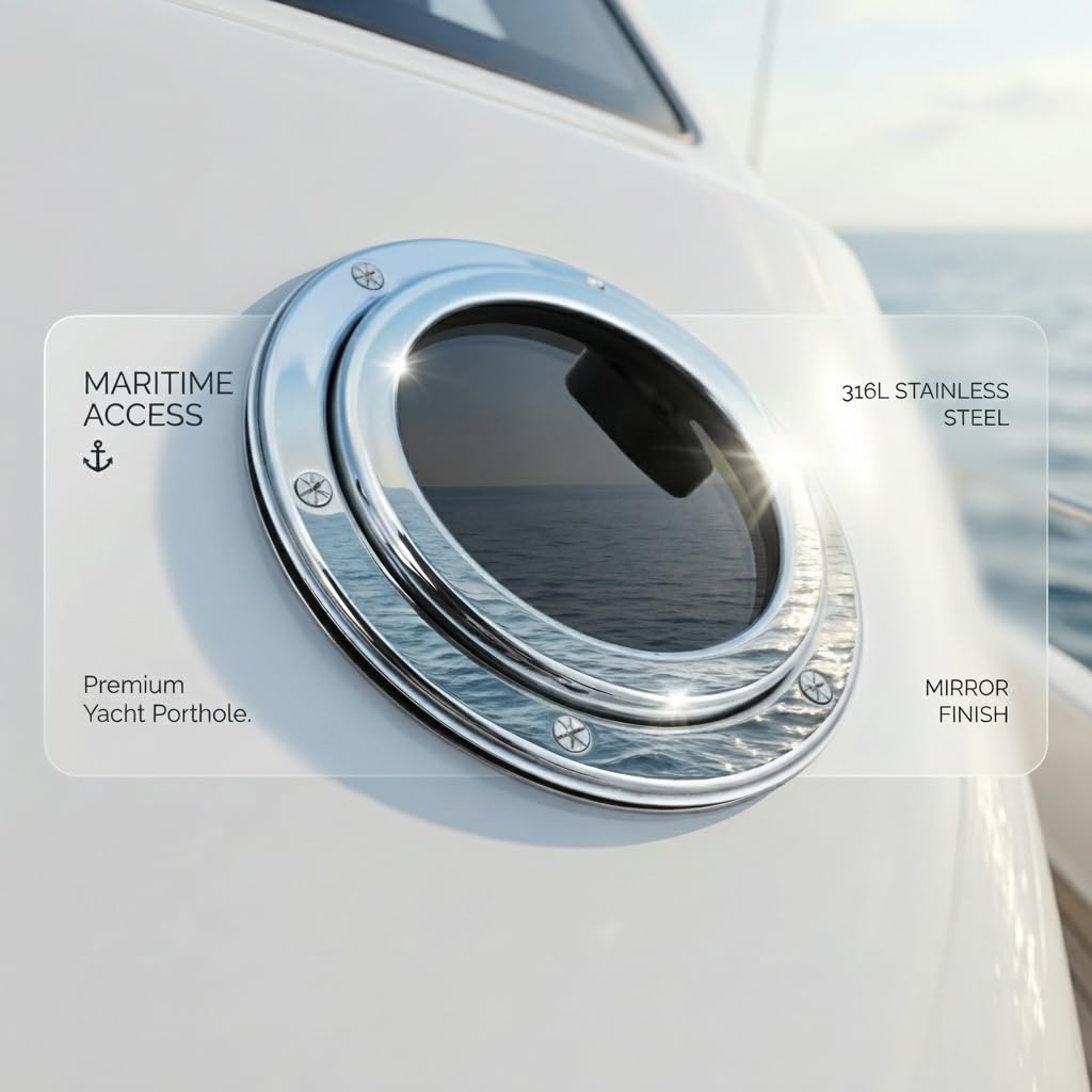 Oblò in Acciaio Inossidabile 316, Finestra Rotonda in Acrilico da 126mm-175mm con Apertura,per Barche,Yacht,Navi,RV