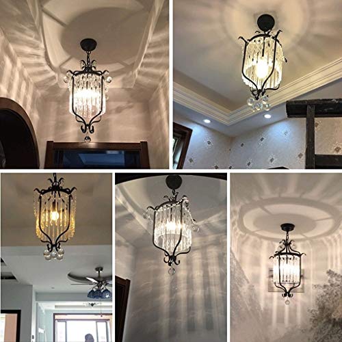 Plafonnier industriel rétro en fer blanc et cristal style rustique