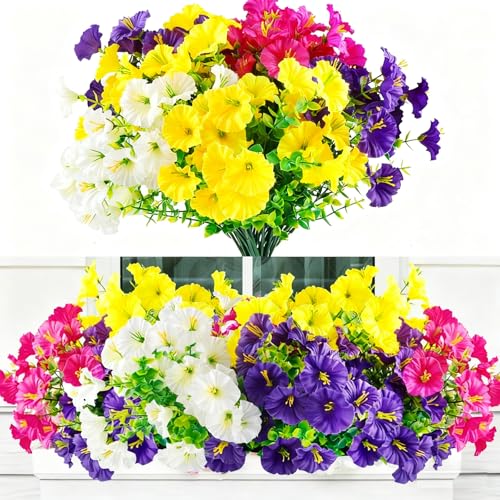 ComPDCVD 8 Bouquet Fleurs Artificielles Extérieures fausse fleur decoration exterieur Résistantes aux UV Plante Artificielle Exterieur Fleurs Artificielles...