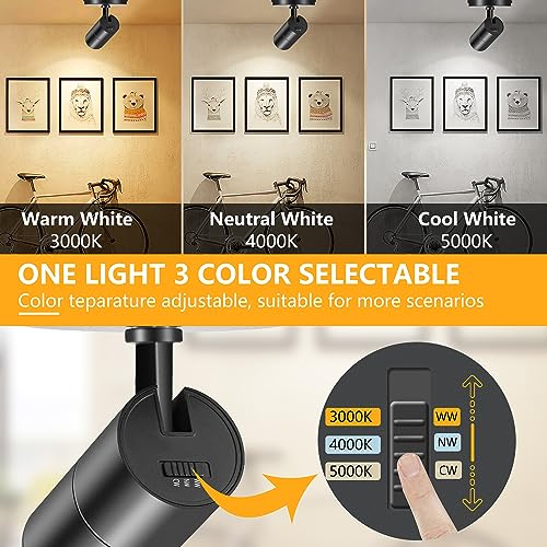 Image of VANoopee 3-Color Zoomable Ceiling Spot Lights Indoor Flush Mount Adjustable LED Ceiling Spotlight Directional Light Fixture Dimmable Accent Light for Picture Art -CRI90 15-60 10W 1000lm Black