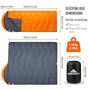 Forceatt Sacco A Pelo Busta, Caldo Leggero e Compatto 3-4 Stagioni Rettangolare Sacchi, per Adulti-Adolescenti, 0℃ ~ 20℃ per Campeggio, Trekking, Campi Estivi, 215cmX80cm. - immagine 5