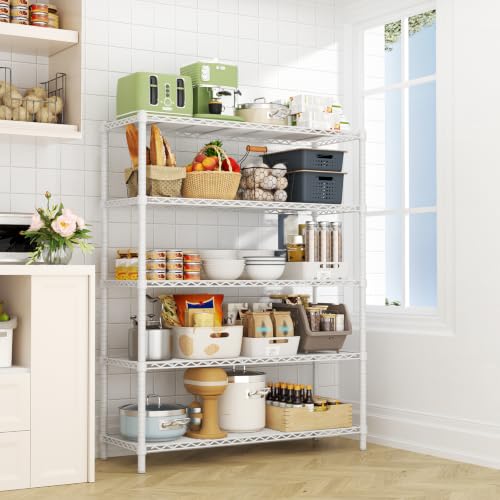 Image of Storage Shelves Heavy Duty, 45 inch W x 20 inch D x 72 inch H Garage Shelving Unit Loads 2000LBS, 5-Tier Adjustable Metal Utility Rack, Wire Shelf for Kitchen, Laundry Room, Pantry, Warehouse, Basement
