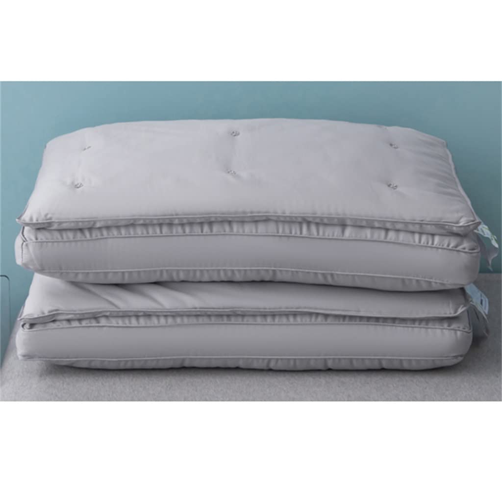 MFJGHU Pillow Comfortable Solid Color Neck Protector Sleeping Pillows For Home Bedroom(Argento,Low)