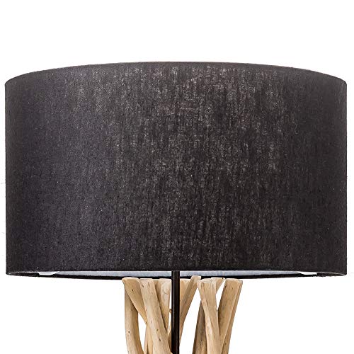 Modern Home Driftwood Nautical Wooden Table Lamp w/Block Base - Light for Seaside/Beach House/Ocean Theme Decor (Matte Black) - Image 3