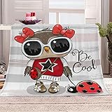 Kuscheldecke Erwachsener 150x200 cm 3D Eule Leichte Winter Warme TV Decke Coole Karikatur Wohndecke Flanell Decke Microfaser Fleecedecke Sofadecke Bettüberwurf