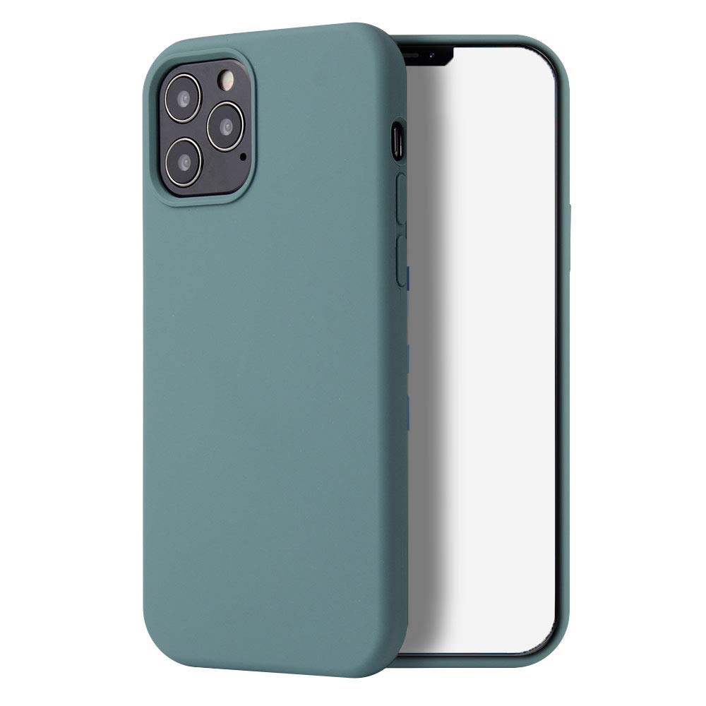 Liquid Silicone Phone Case for Apple iPhone 12 Pro Max 6.7/Full Body Protection/Shockproof/Gel Rubber/Cover Case DarkGreen