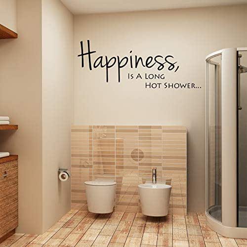 Happiness Is A Long Hot Shower Bathroom Wall Art Sticker Quote