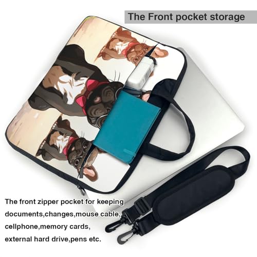 Housse ordinateur portable 15 pouces antichoc bandoulière sacoche motif bouledogue français design