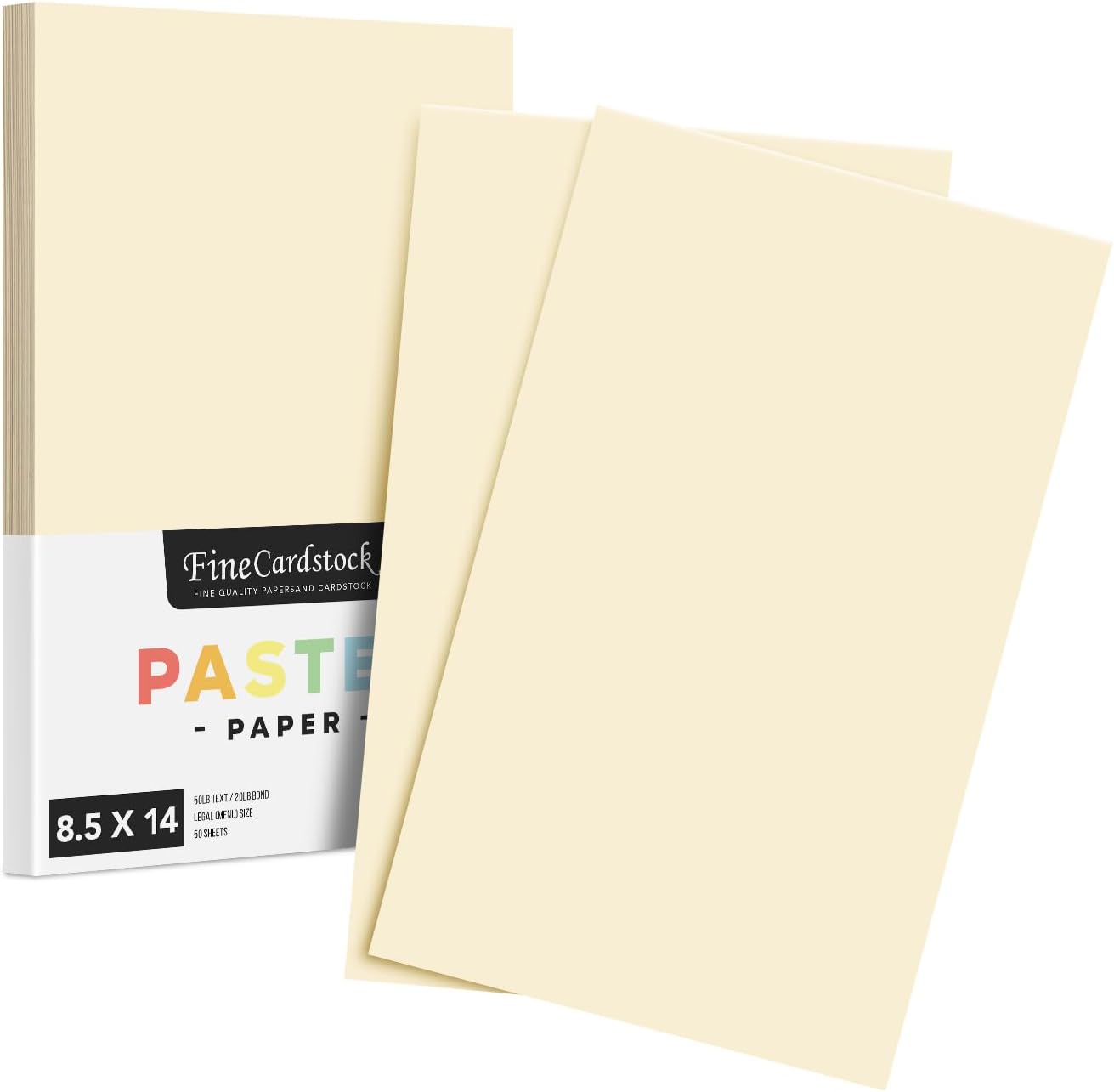 Cream - Color Paper 20lb. Size 8.5 X 14 Legal/Menu Size 50 Per Pack