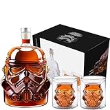 Whiskey Decanter With 2 Glasses, Transparent Creative Flask Carefe Decanter for Brandy, Scotch, Bourbon, Vodka, Liquor Christmas Gift for Men,Dad,Husband,Boyfriend