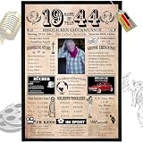 DUOMIO Zum 82. Geburtstag | 1944 – 6 Felder PERSONALISIERBAR! Back in Year 1944 – Jahreschronik – Geschenk zum 82. Geburtstag für Frauen & Männer – Ausdruck auf 400g/m² Premium Papier
