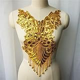 Feature: handgefertigt. MJWDP Paillettenspitze Stoff Perlen Quaste Brautkleid Appliques Traumhafter Kragen Barockstickerei Nähen Patch for Kleid DIY. Dekoration