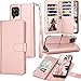 Galaxy A12 Case, Galaxy A12 5G Wallet Case, Tekcoo Luxury PU Leather Cash Credit Card Slots Holder Carrying Folio Flip Cover [Detachable Magnetic Hard Case] Kickstand for Samsung A12 [Rose Gold]