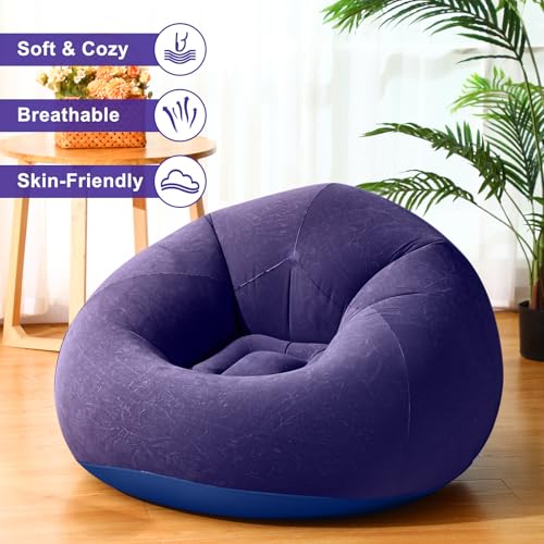 Image of Realspring 12 Pcs Inflatable Bean Bag Chair, Air Pump,Blue,Red,Coffee | Electric Pump for Inflation, Foldable Blow up Chairs for Outdoor Movie Seating, Portable Sofa for Adults Camping