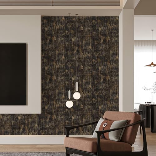JiffDiff Vintage Metallic Peel and Stick Wallpaper Self Adhesive Industrial Metallic Concrete Wall Paper Modern Stick on Wallpaper Contact Paper(17.3" x 120" Black Gold) JiffDiff Vintage Metallic Peel and Stick Wallpaper Self Adhesive Industrial Metallic Concrete Wall Paper Modern Stick on Wallpaper Contact Paper(17.3" x 120" Black Gold)