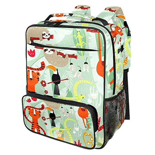 Cartable sac à dos de voyage vert et multicolore en taille unique avec bandoulière
