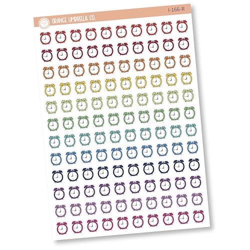 Alarm Clock Label Planner Stickers, Colorful Alarm Clock -