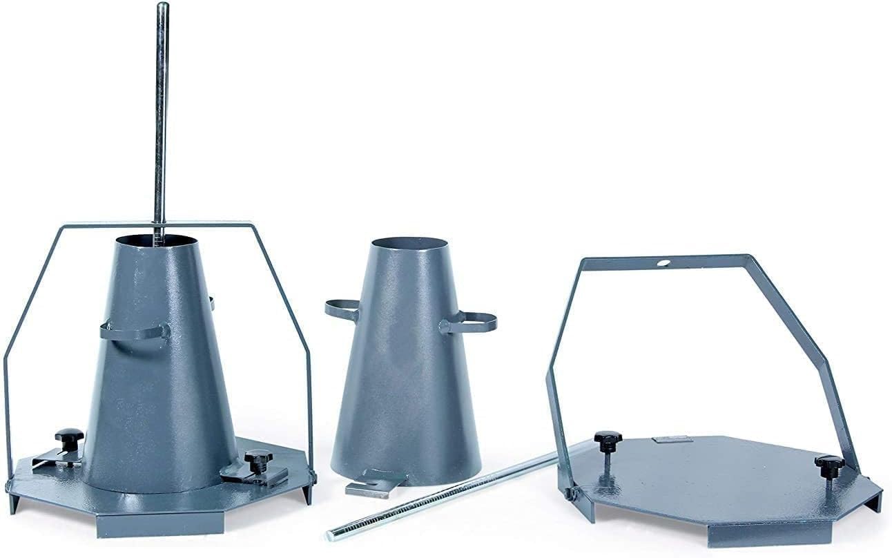 Concrete Slump Test Cone Set, Steel Construction, 12"L x 8"W, 5 lbs, with Base Plate and Rod