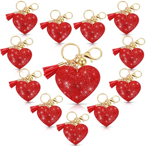 Porte-clés Saint-Valentin cœur rouge et or Jexine, petits cadeaux d'amour