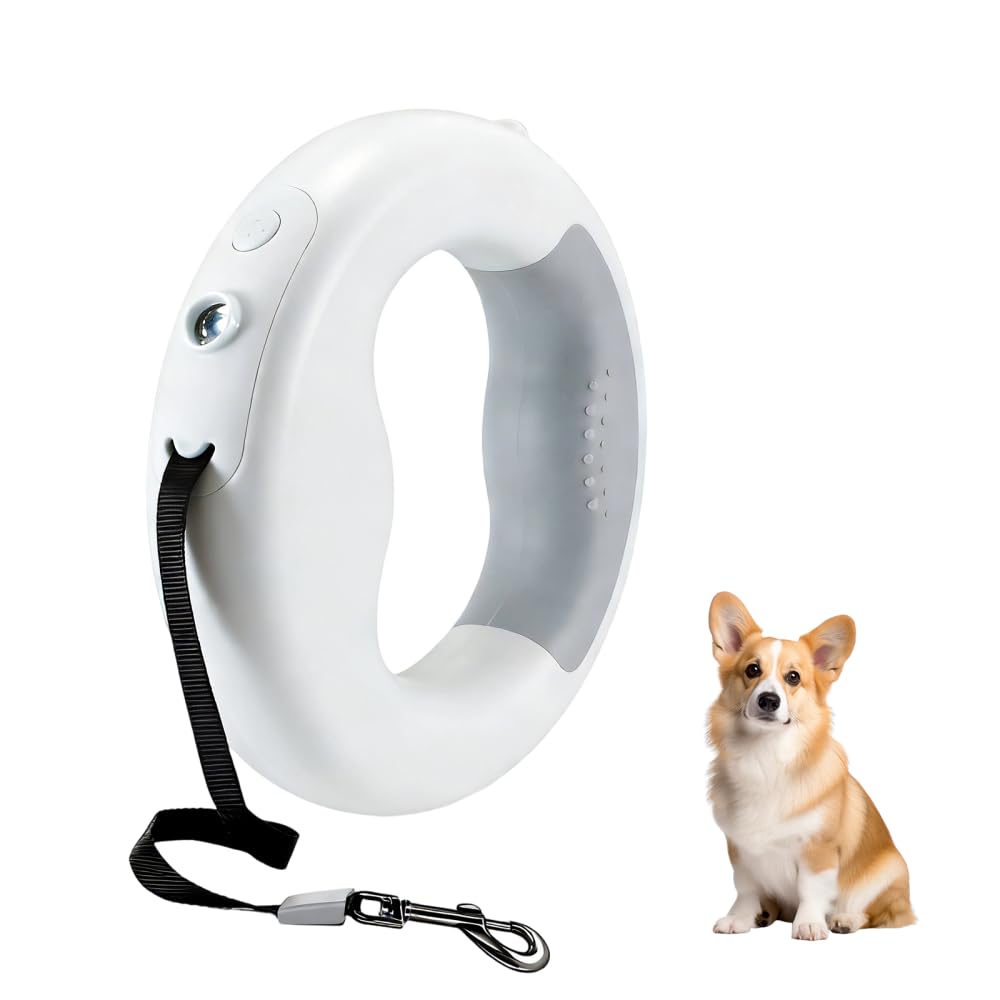 Guinzaglio arrotolabile con luce LED e dispenser di sacchetti per escrementi, guinzaglio automatico estensibile per cani, freno con una sola mano e impugnatura antiscivolo, guinzaglio di sicurezza per