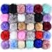 Coopay 30 Pieces Faux Fox Fur Pom Pom Balls DIY Fur Fluffy Pom Pom with Elastic Loop for Hats Keychains Scarves Gloves Bags Charms Knitting Accessories (Multicolor)