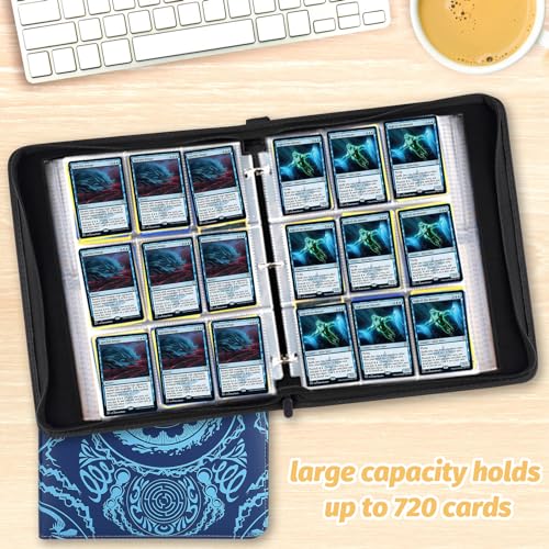 Image of 9-Pocket Card Binder for MTG,720 Double Sided Pocket PU Trading Collection Binder,Premium Collector Card Album for MTG,TCG,Yugioh,Game Cards(Blue)