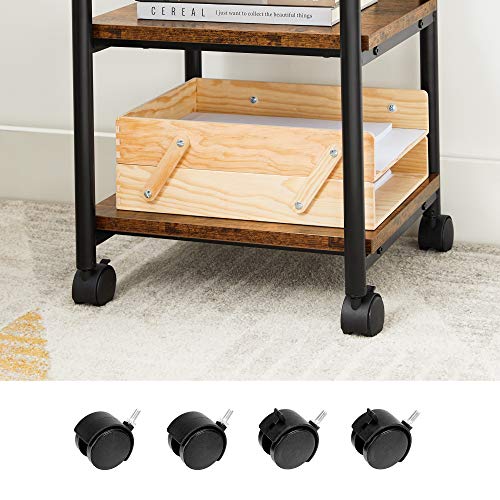 Vasagle Industrial Printer Stand, 3-Tier Machine Cart With Wheels And Adjustable Table Top, Heavy Duty Storage Rack For Office And Home, Rustic Brown And Black Uops003B01 #TOP5