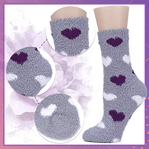Image of Toes Home Fuzzy Socks for Women, 6 Pairs Cozy Winter Fluffy Slipper Socks