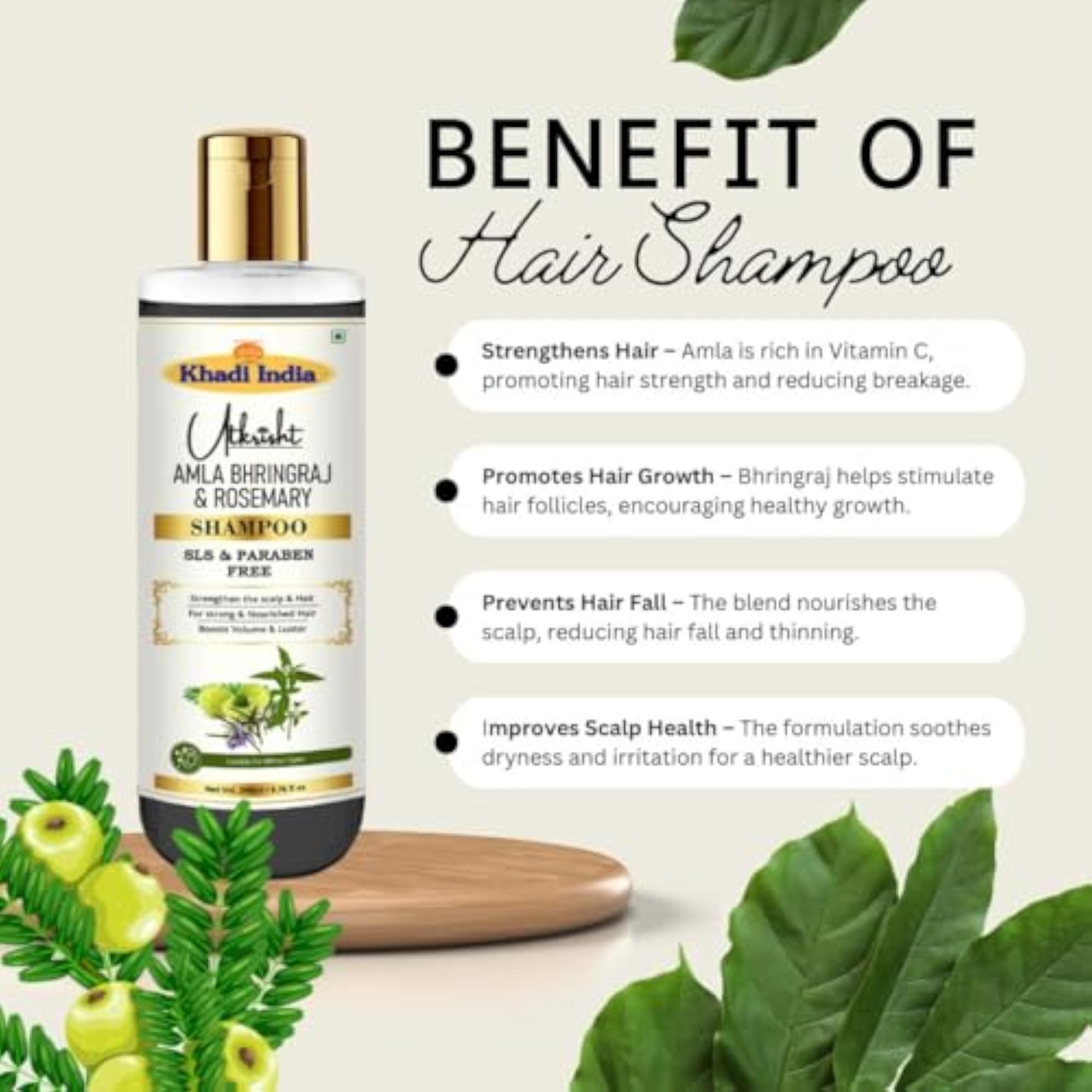 Khadi Amla Bhringraj & Rosemary Shampoo, 200ml