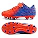 brooman Kids Firm Ground Soccer Cleats Boys Girls Athletic Outdoor Football Shoes(11,Orange Blue)
