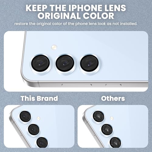 Image of FIRST MART Blue Camera Ring Guard Protector for Samsung Galaxy S24 FE | Tempered Glass with Metal Alloy Rings, HD Clear, Scratch Resistant, Case-Friendly | Pack of 1